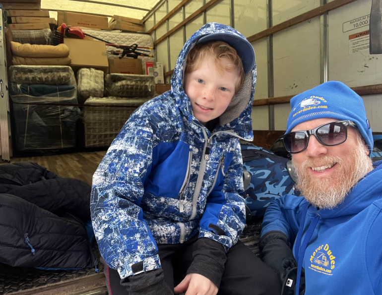 Owner of Mover Dudes and His Son