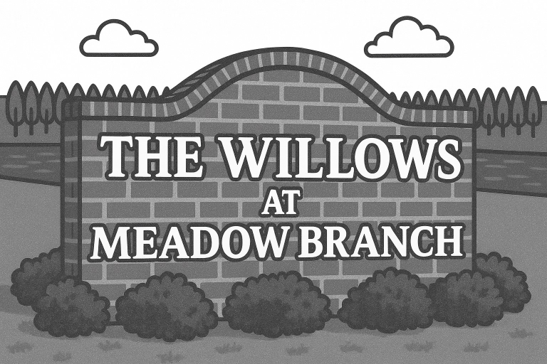 The Willows at Meadow Branch Sign Cartoon